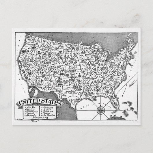 アメリカ地図のポストカード ポストカード (正面)
