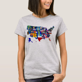 アメリカ地図の州旗モザイクティーシャツ Tシャツ