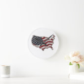 🕒 アメリカ地図フラグウォールクロック 🇺🇸🧭 ラウンド壁時計 (ホーム)