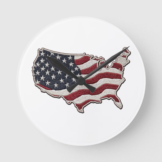 🕒 アメリカ地図フラグウォールクロック 🇺🇸🧭 ラウンド壁時計 (正面)