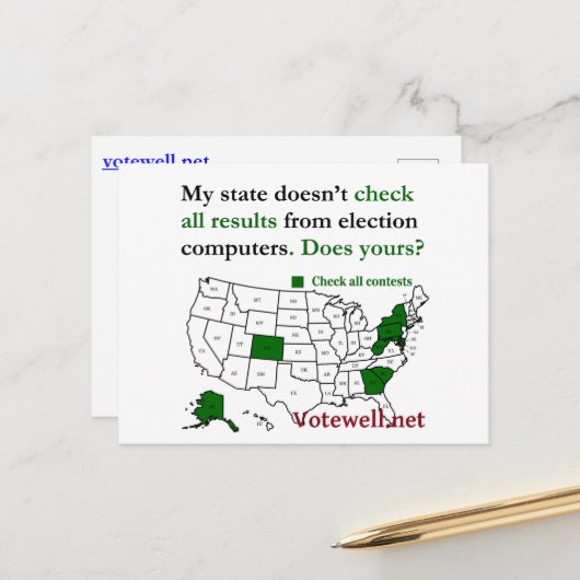 アメリカ地図付きの全選挙結果検証ポストカード シーズンポストカード (正面/裏面インサイチュ)