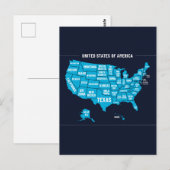 アメリカ地図 ティール シンプルデザイン ポストカード (正面/裏面)