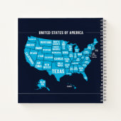 アメリカ地図 ティール ミニマルデザイン ノートブック (裏面)