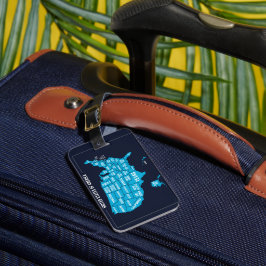 アメリカ地図 ティール ミニマル デザイン ラゲッジタグ