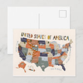 アメリカ地図 ポストカード (正面/裏面)