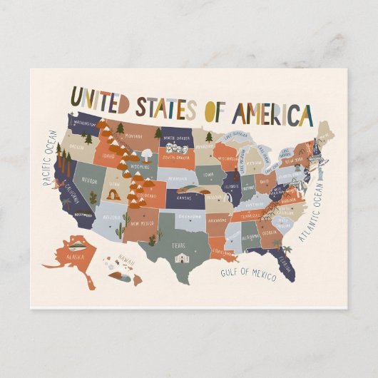 アメリカ地図 ポストカード (正面)