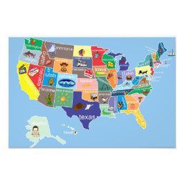 アメリカ地図（子供向け） フォトプリント           