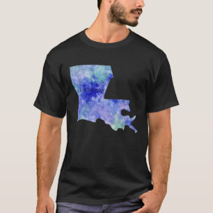 アメリカ地図 水彩画 ブルー バトンルージュ ルイジアナ州 水 Tシャツ