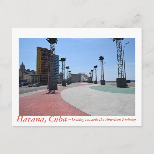アメリカ大使館に面したハバナ・キューバ ポストカード (正面)