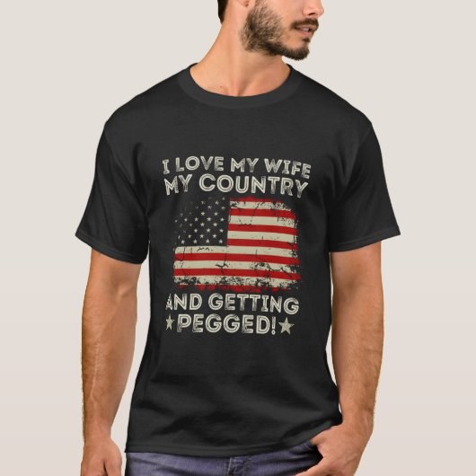 アメリカ大好き!ペグられるアメリカ星条旗F Tシャツ (正面)