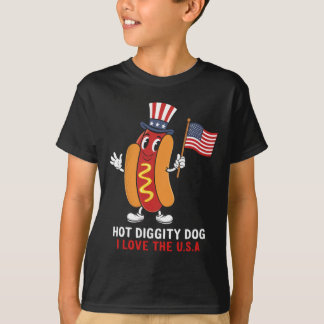 アメリカ大好き ホットディギティドッグ 愛国的なホットドッグ 4 Tシャツ