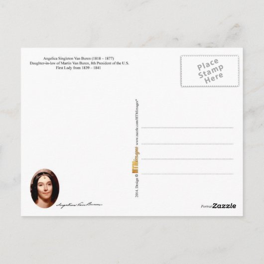 アメリカ大統領夫人、アンジェリカ・ヴァン・ビューレン ポストカード (裏面)