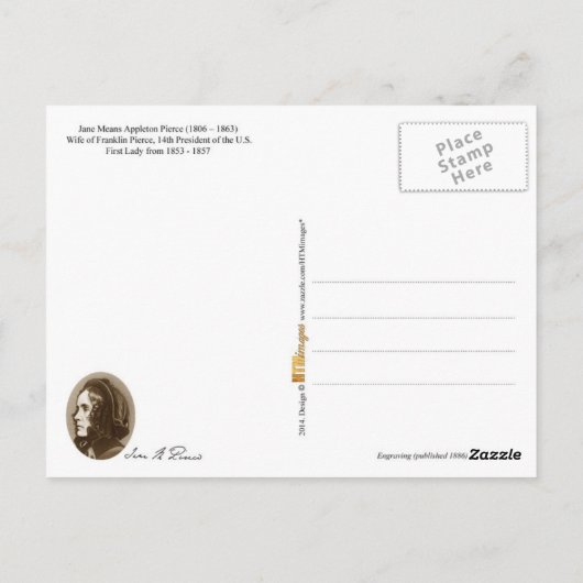 アメリカ大統領夫人、ジェーン・ピアース ポストカード (裏面)