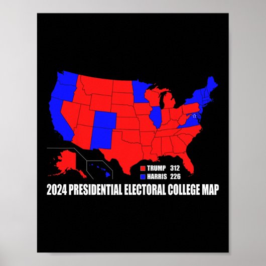 アメリカ大統領選挙人団マップ トランプ ハリス ポスター (正面)