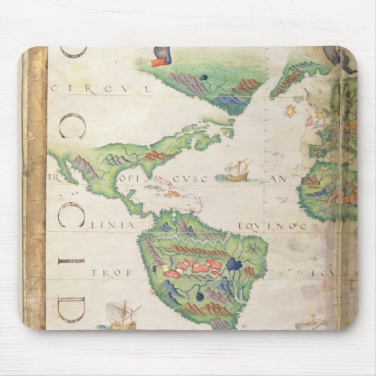 アメリカ大陸の世界地図1565年からの詳細 マウスパッド (正面)