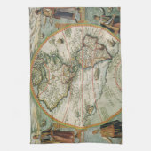 アメリカ大陸の古地図、テオドル・ド・ブリによる旧世界地図 キッチンタオル (縦)