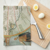 アメリカ大陸の古地図、テオドール・ド・ブリによる「旧世界地図」 キッチンタオル (四つ折り)