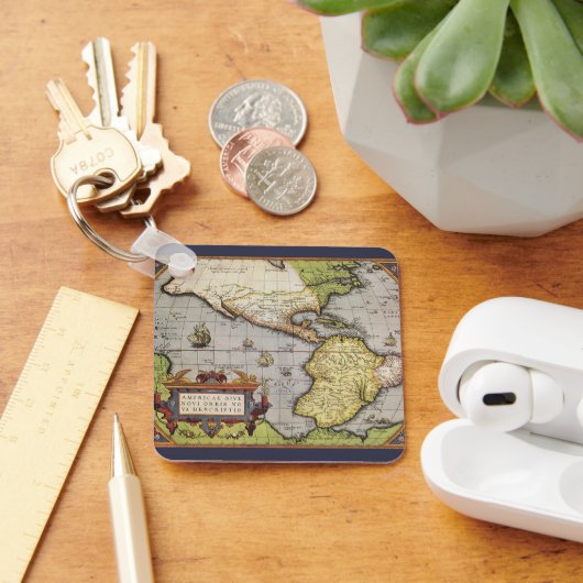 アメリカ大陸の古地図、1570年 キーホルダー (デスク)