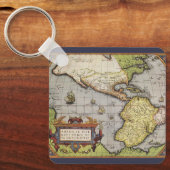 アメリカ大陸の古地図、1570年 キーホルダー (正面)
