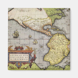 アメリカ大陸の古地図、1570年 マグネット