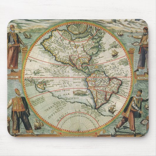 アメリカ大陸の古地図 1597年 マウスパッド (正面)