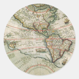 アメリカ大陸の古風な古地図 セオドア・ド・ブリ ラウンドシール