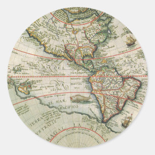 アメリカ大陸の古風な古地図 セオドア・ド・ブリ ラウンドシール