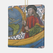 アメリカ大陸の地図と探検家アメリゴ・ヴェスプッチ セラミックオーナメント (左)