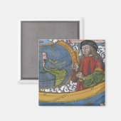 アメリカ大陸の地図と探検家アメリゴ・ヴェスプッチ マグネット (正面/裏面)