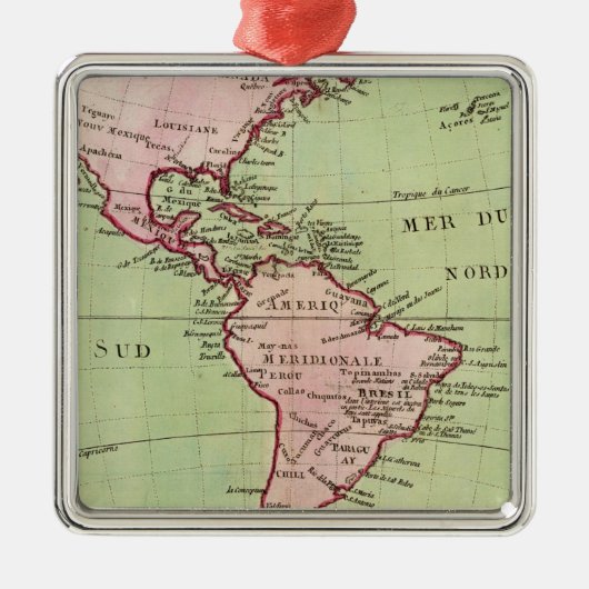 アメリカ大陸の物理的な地図 メタルオーナメント (正面)