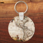 アメリカ大陸古地図 キーホルダー (正面)