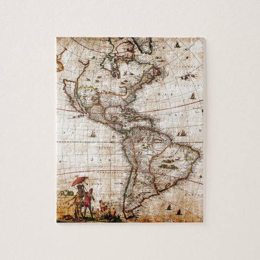 アメリカ大陸古地図 ジグソーパズル (縦)