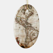 アメリカ大陸古地図 セラミックオーナメント (右)