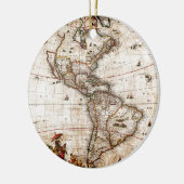 アメリカ大陸古地図 セラミックオーナメント (左)