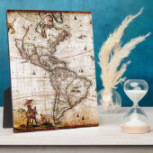 アメリカ大陸古地図 フォトプラーク (側面)