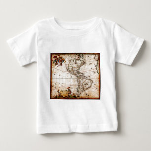 アメリカ大陸古地図 ベビーTシャツ