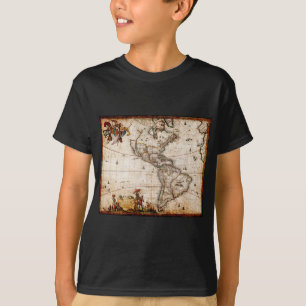 アメリカ大陸古地図 Tシャツ