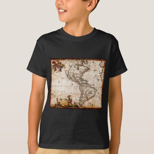 アメリカ大陸古地図 Tシャツ (正面)