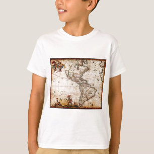 アメリカ大陸古地図 Tシャツ