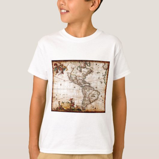 アメリカ大陸古地図 Tシャツ (正面)