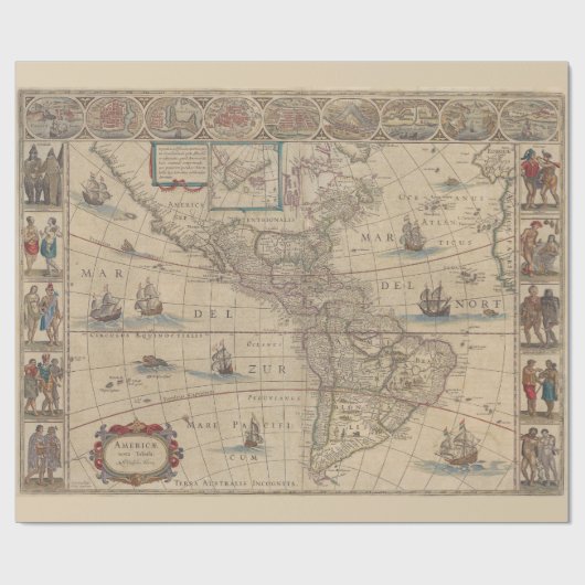 アメリカ大陸歴史地図 ラッピングペーパー (フラット)