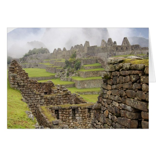 アメリカ大陸、ペルー、Machu PIcchu。古代の (正面横)