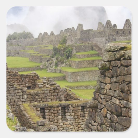 アメリカ大陸、ペルー、Machu PIcchu。古代の スクエアシール (正面)