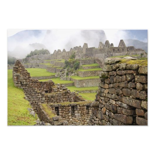 アメリカ大陸、ペルー、Machu PIcchu。古代の フォトプリント (正面)