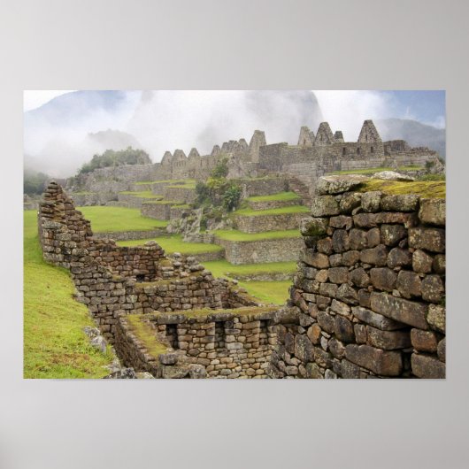 アメリカ大陸、ペルー、Machu PIcchu。古代の ポスター (正面)