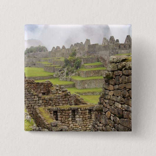 アメリカ大陸、ペルー、Machu PIcchu。古代の 缶バッジ (正面)