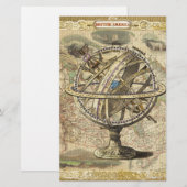 アメリカ大陸 古地図 極地 クマ コンパス 便箋 (正面/裏面)