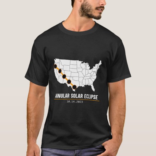 アメリカ太陽の金環日食マップUsa 2023州E Tシャツ (正面)