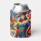 アメリカ女性のカーボーイのピンアップ 缶クーラー (缶正面)