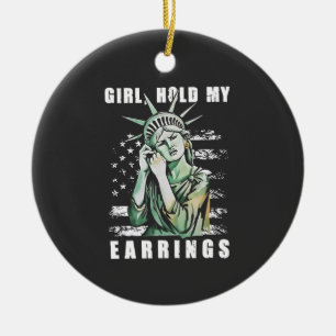 アメリカ女性の自由ステータス ガール・ホールド・マイ・イヤリング セラミックオーナメント